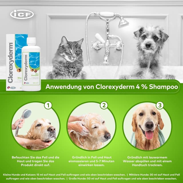 Thumbnail 2 de Clorexyderm 4% Shampoo 200ml für Hunde, Katzen, Pferde 🐾