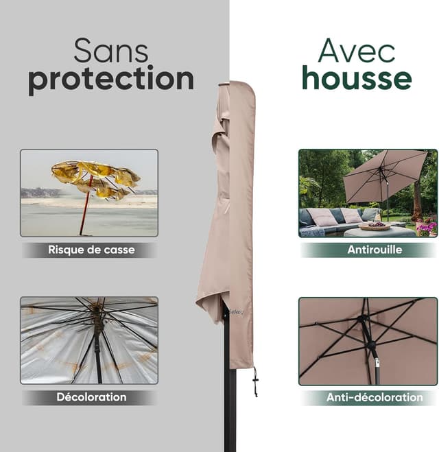 Detalle 2 de Sekey Housse Parasol 200 cm 🌂