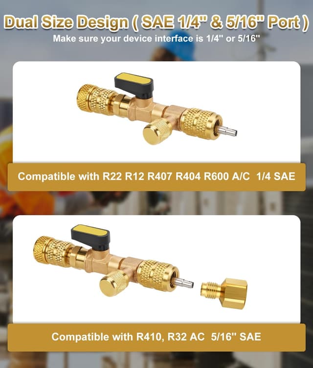 Detalle 2 de WADEO Valve Core Remover & Installer Tool (Dual SAE 1/4 & 5/16) with Valve Cores and Brass Nuts