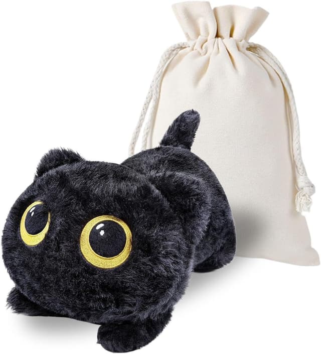 Detalle de RLOMUTE Black Cat Weighted Plush Toy (Microwaveable) – 19.6in/50cm 4.4lb soft hug pillow