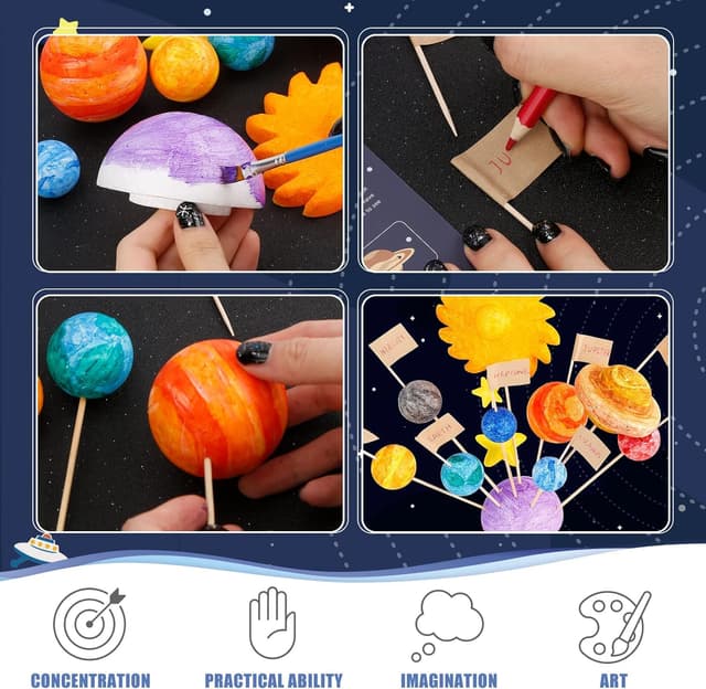 Detalle de Pllieay 63PCS Solar System Foam Ball Kit for Space STEM Projects