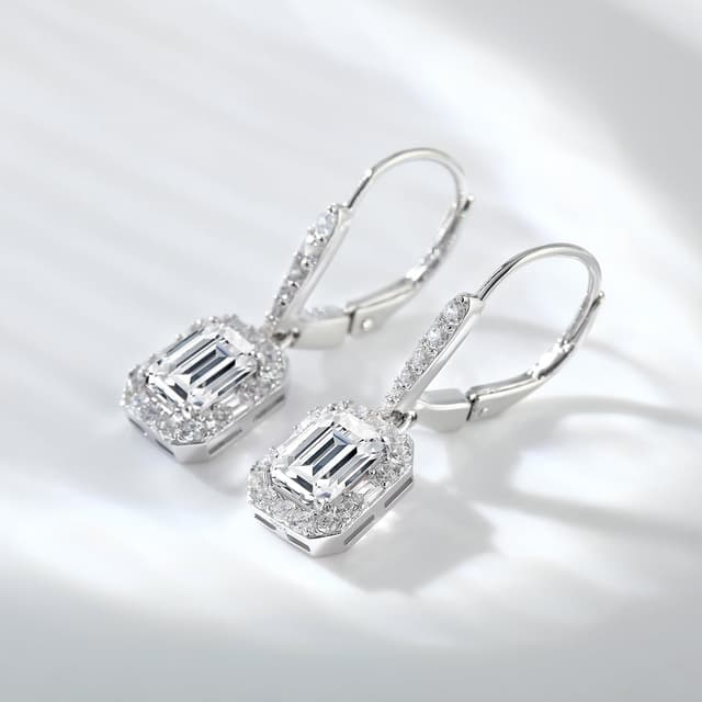 Detalle de jiamiaoi 18 Karat Weißgold plattiert Ohrringe aus 925 Sterling Silber (hängend) mit 4A+ Zirkonia