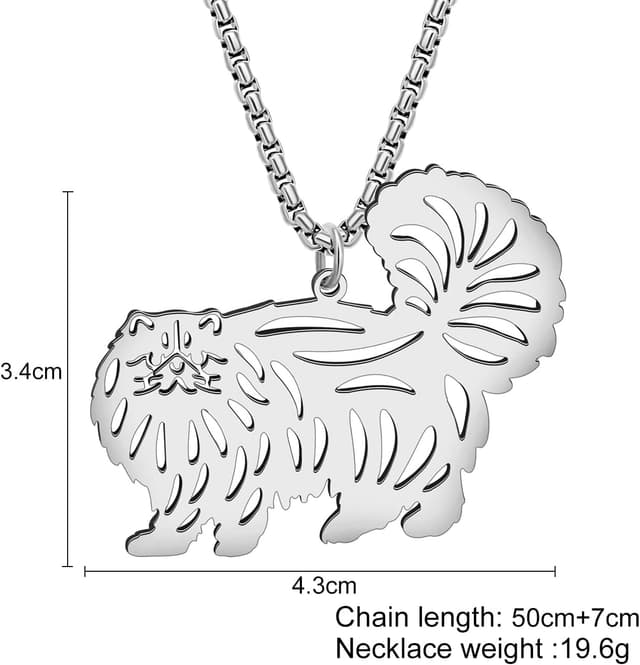 Detalle 2 de LONYOO Katzen-Halskette mit Anhänger aus Edelstahl (Kettenlänge 50 cm + 7 cm)