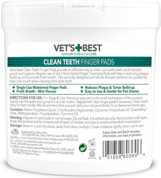 Detalle 2 de Vet's Best Tampons de nettoyage des dents pour chiens, meute de 50 🦷