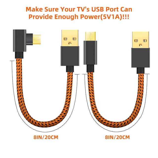 Detalle 2 de Aiprily Fire TV USB Power Cable (2 Pack, 20cm) – direct power from TV USB port