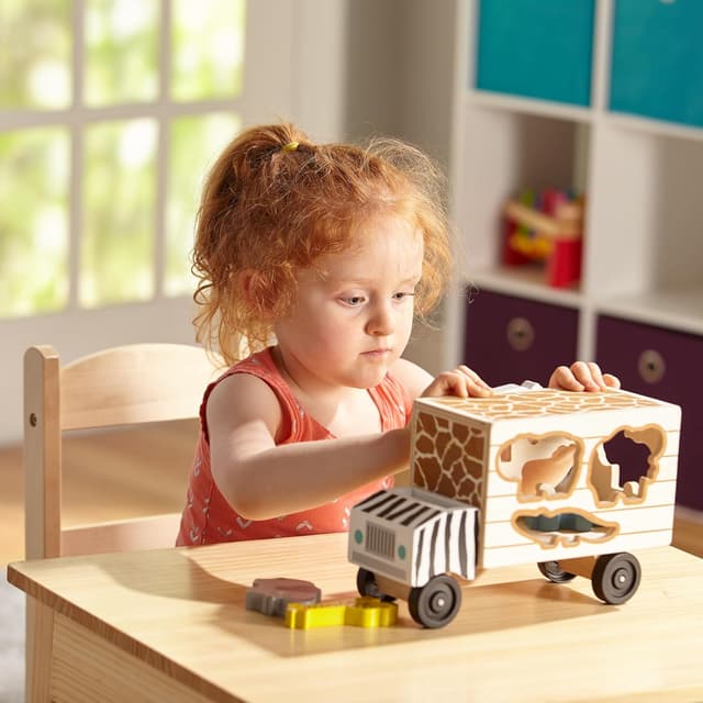 Detalle de Melissa & Doug Safari-Laster zum Formen sortieren (10-teiliges Holz-Lernspielzeug) ab 2 Jahren