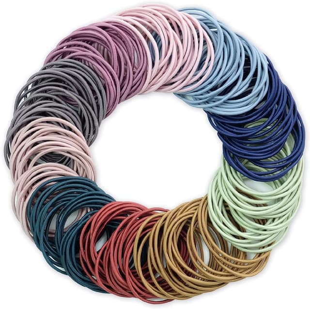Detalle de Hanyousheng – 200 bandes élastiques multicolores pour cheveux (sans métal), diamètre 4,5 cm
