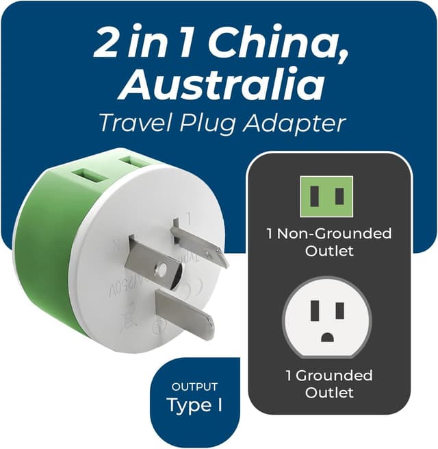Detalle de OREI Type I (US-16) Australia/New Zealand/China to USA Power Plug Adapter, Travel 3-Pack