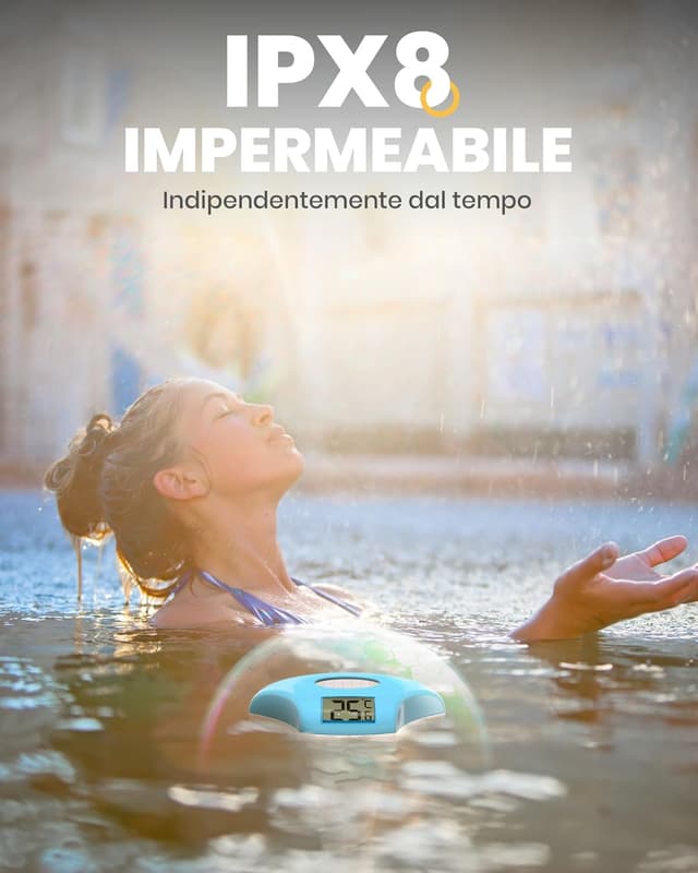 Detalle de Baldr Solare Termometro Piscina Galleggiante con display LCD e sonda metallica, IPX8