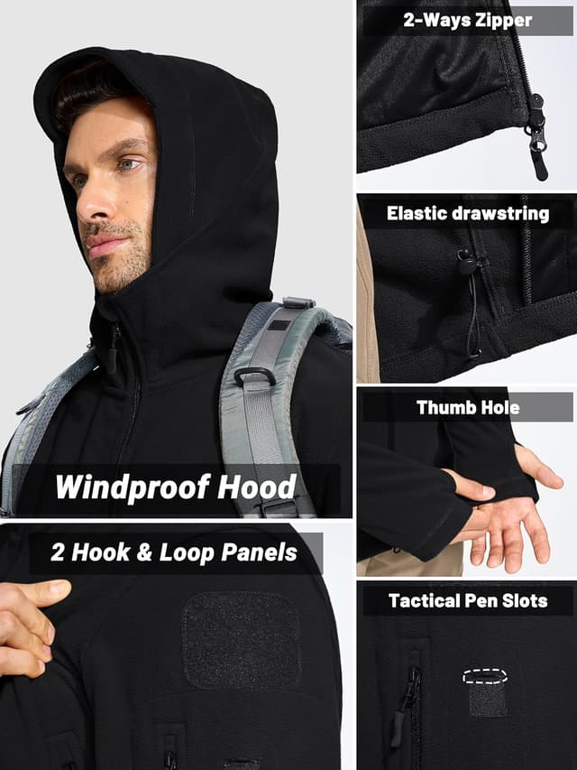 Thumbnail 5 de TACVASEN Fleecejacke Herren Winddicht mit Kapuze