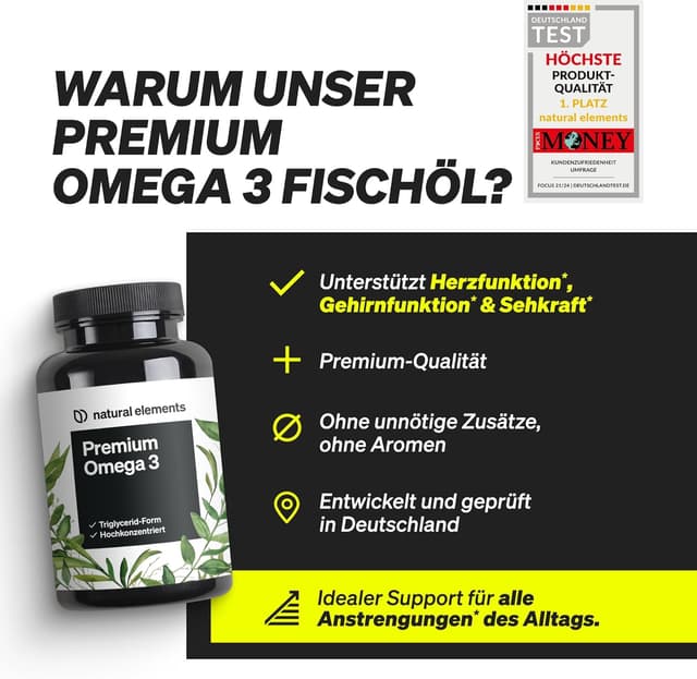 Thumbnail 2 de natural elements Premium Omega 3 120 Kapseln – Omega‑3 Nahrungsergänzung 💊