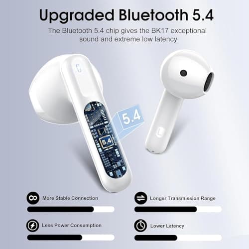 Detalle de Cillso H97 Auriculares inalámbricos Bluetooth 5.4 con 4 micrófonos ENC, reducción de ruido y hasta 40 h (USB-C, IP7, LED)