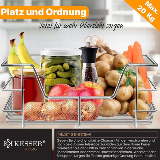 Thumbnail 3 de KESSER Teleskopschublade 60cm verchromt Silber