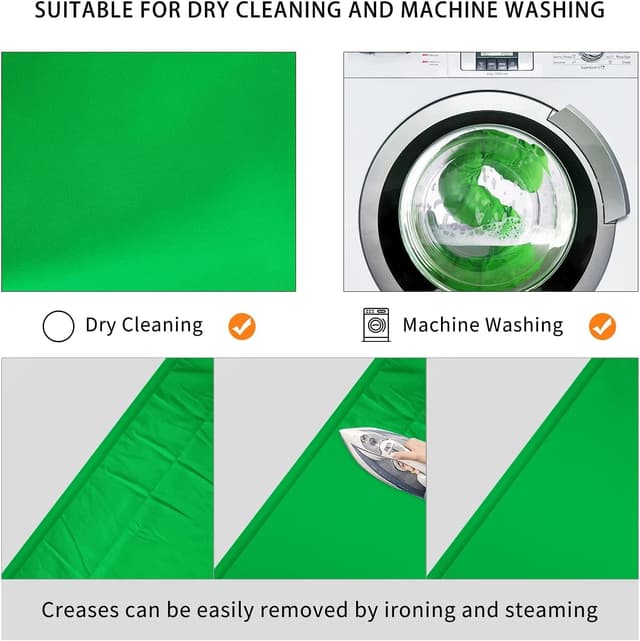 Detalle de Vevelux green screen backdrop 3 x 3.6 m (10 x 12 ft) with clamps and anti-wrinkle clips