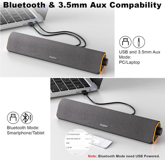 Detalle 2 de SOULION R50 Bluetooth PC speakers 3.5mm