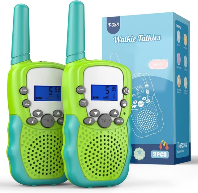 Detalle de Kearui Kinder-Walkie-Talkies (3–12 Jahre) mit 8 Kanälen, VOX & Tastensperre – Grün