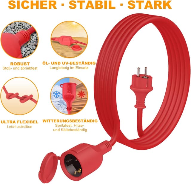 Detalle 2 de HUARUI Verlängerungskabel Outdoor 2 m 3500 W
