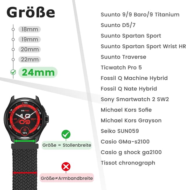 Detalle 2 de Yunshare Geflochtenes Uhrenarmband 22 mm