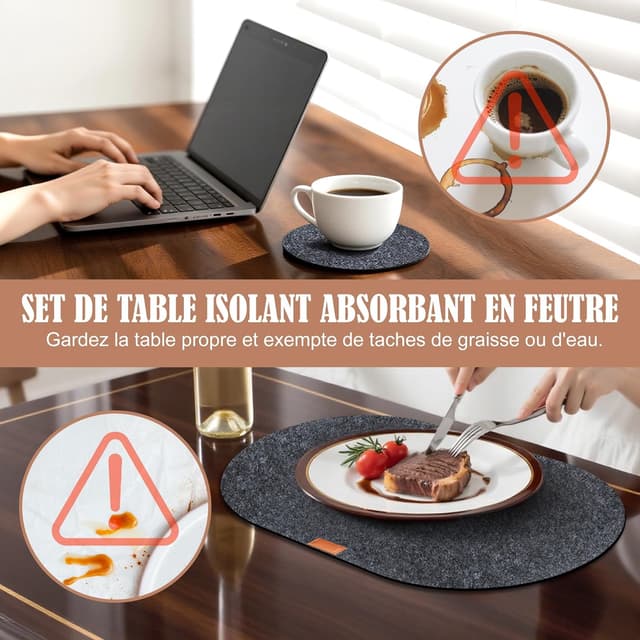 Thumbnail 4 de Sets Table Verre Lavables Rectangulaires 18 pièces