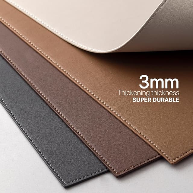 Detalle de Baroyal Faux Leather Placemats Set of 8 (Vinyl, Washable/Wipeable) Heat Resistant, Waterproof Non-Slip, Cream White