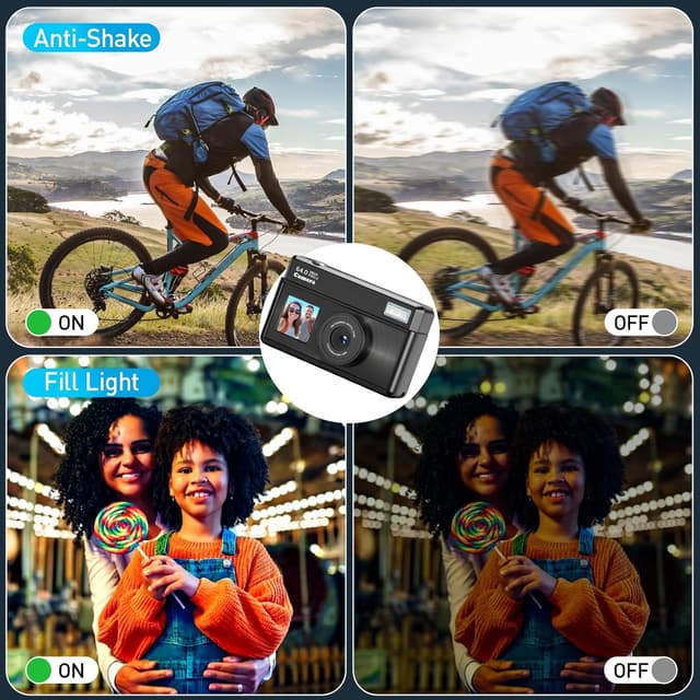 Detalle de Teoryieer Teoryieer Digital Camera 4K 64MP Compact with 32GB Card, 18X Zoom & Anti-Shake (Black)