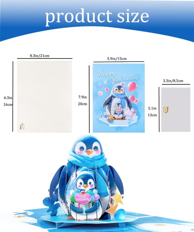 Thumbnail 6 de 3D Pop-Up Mother’s Day Card, Penguin Design