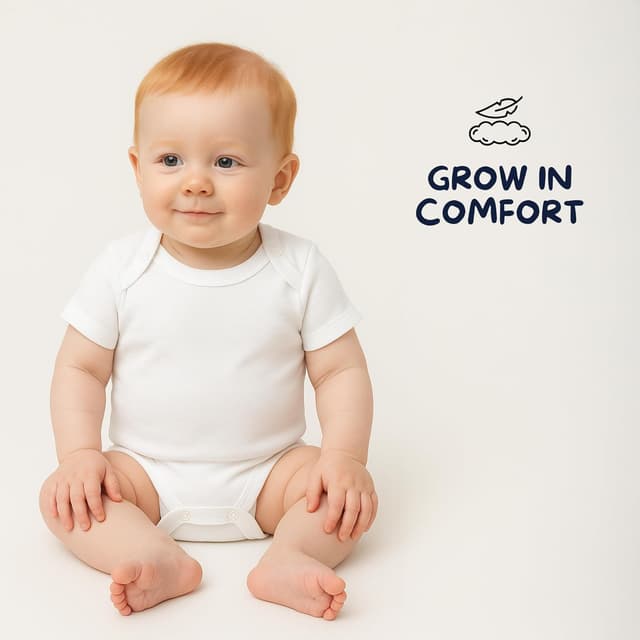 Detalle de rise&Raba Baby Bodysuit 3 Pack (0–4 Years) in 100% Organic Cotton – Half Sleeve Unisex Onesies