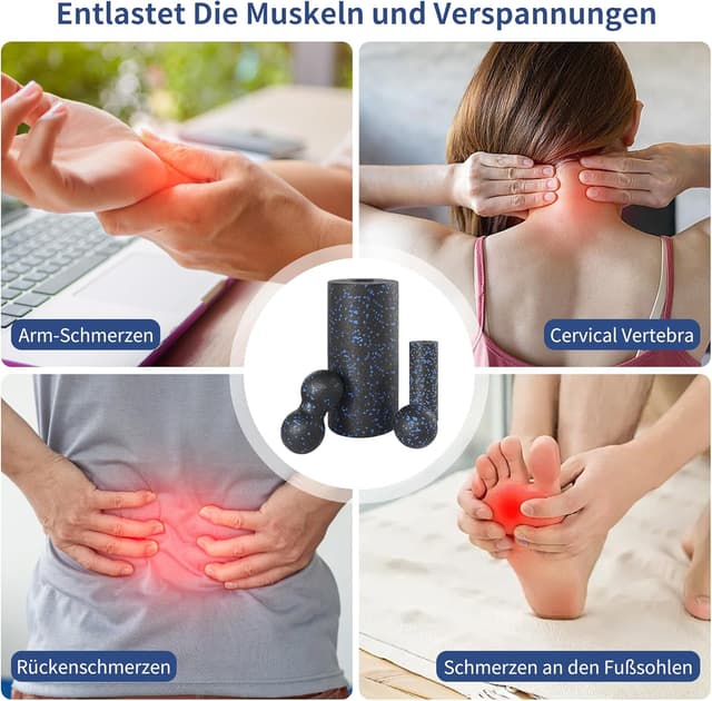 Detalle 2 de 4er-Set Faszienrolle-Set mit großer & kleiner Rolle, Erdnussball und Einzelball (inkl. Aufbewahrungstasche)