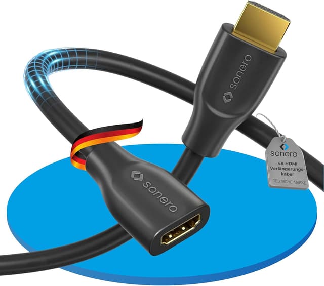 Detalle de Sonero® 4K HDMI Verlängerungskabel (Premium High Speed) – HDMI Stecker auf HDMI Buchse, vergoldete Kontakte, 1 m