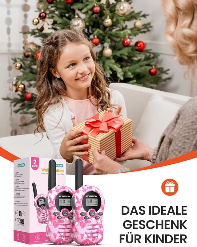 Detalle 2 de FOREDOM Kinder-Walkie-Talkies 2er-Set (3–12 Jahre) mit 8 Kanälen, LCD-Display & 3 km Reichweite