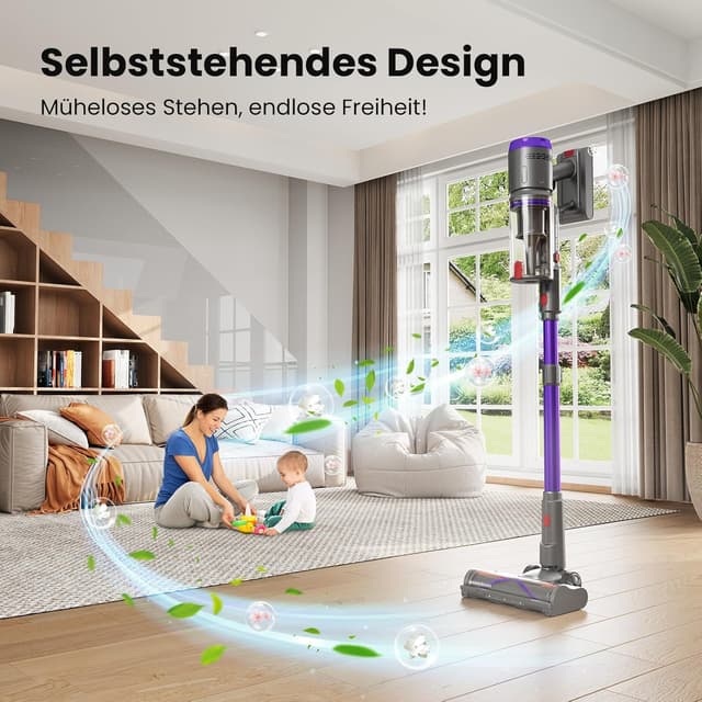 Thumbnail 5 de Circlio Akku-Staubsauger 600 W, 58.000 Pa, bis 75 Min Laufzeit – kabellos mit Smart-LED-Display