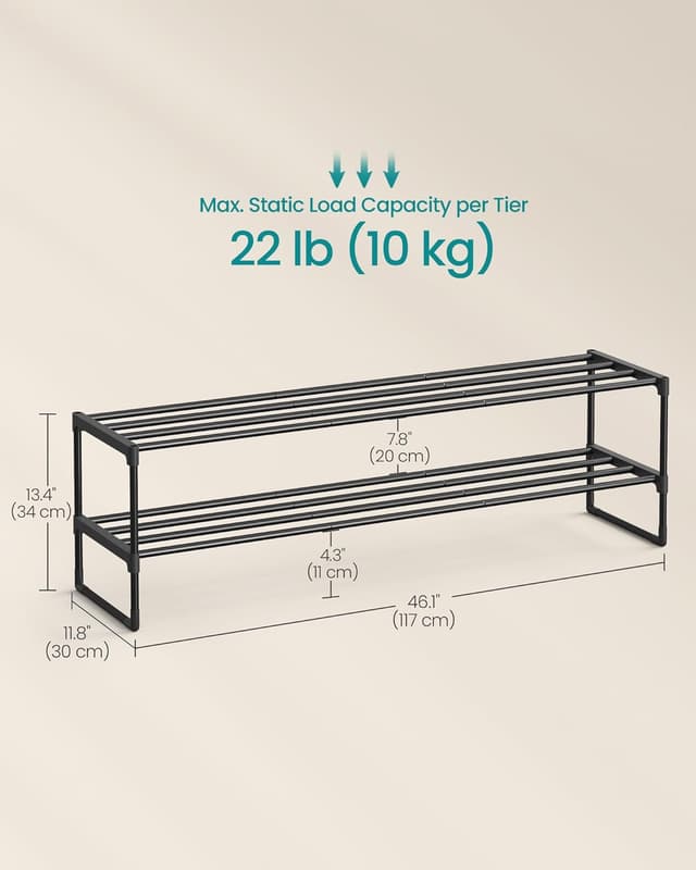Detalle de SONGMICS 2-Tier shoe rack 30 x 116 cm