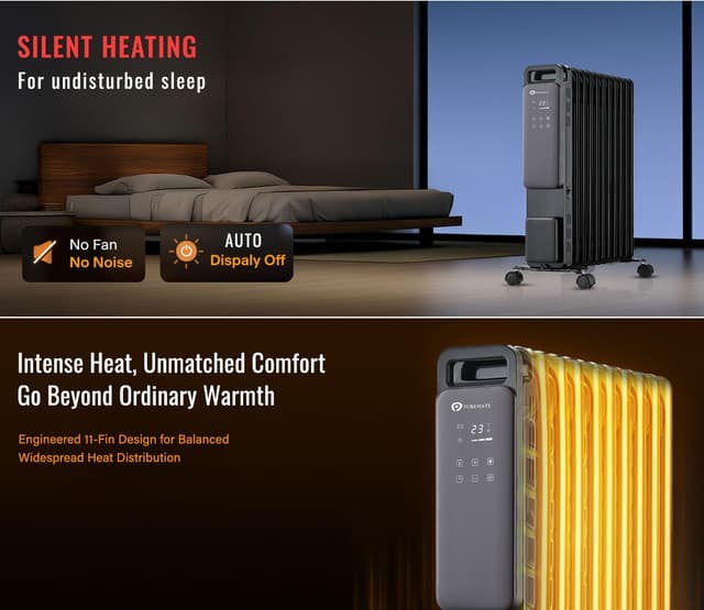 Thumbnail 2 de PureMate 2500W oil-filled radiator with timer