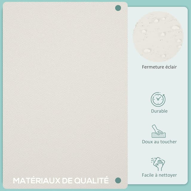 Detalle de Lot de 14 housses de rechange Outsunny pour coussins de salon de jardin (crème) : 6 assises + 8 dossiers