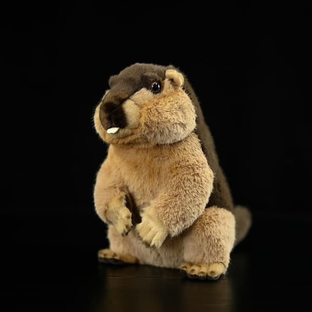 Detalle de RLOMUTE 9.8-inch brown groundhog plush toy (25cm) for cuddles, décor and party favours