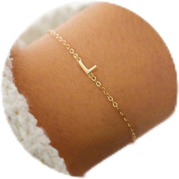 Detalle de TINGN bracelet plaqué or blanc 18 carats avec lettres personnalisables pour filles et femmes