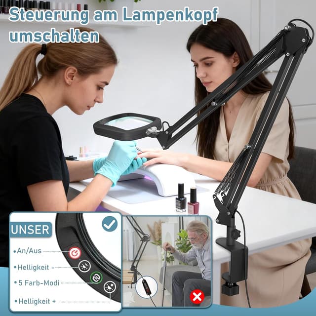 Detalle de Veemagni loupe rectangulaire 10X avec lumière et pince