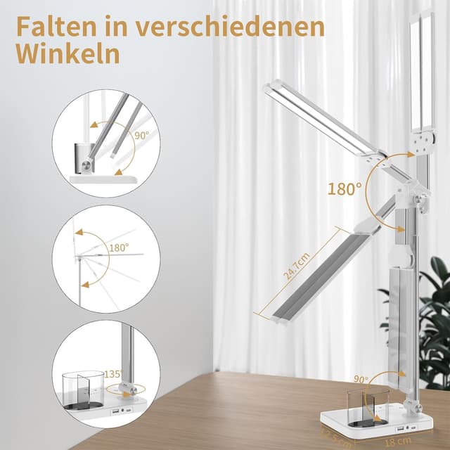 Thumbnail 5 de iVict Led-Schreibtischlampe Doppelkopf höhenverstellbar