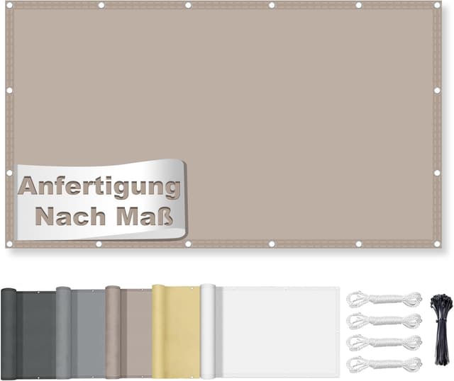 Detalle de HaiTaoSy Sonnensegel wasserdicht rechteckig mit Ösen (Khaki) – 2x3,5 m, Markisenstoff mit UV-Schutz