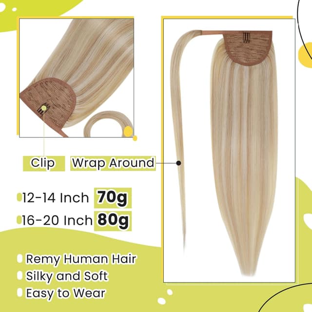 Detalle de RUNATURE Extension Coda in capelli umani Veri Biondo 18 (45 cm) #18P613