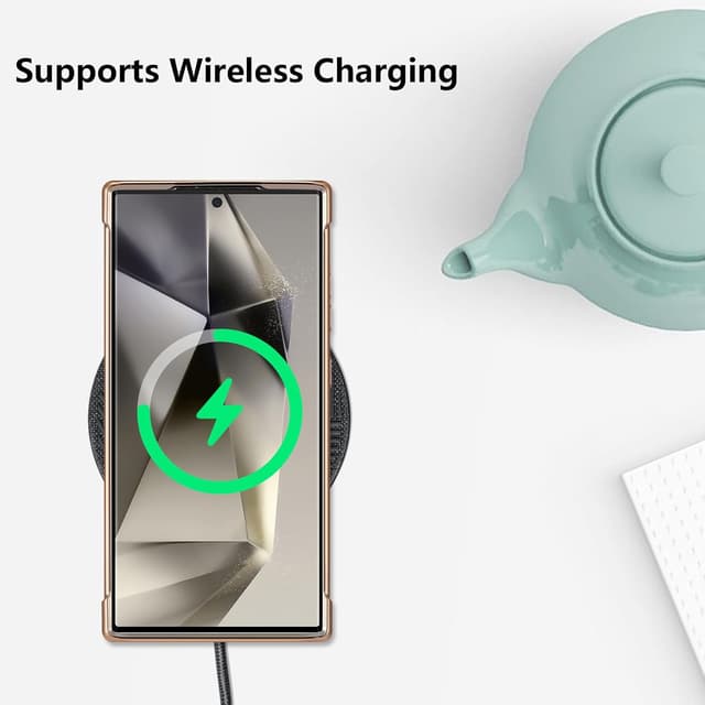 Detalle de ZTOFERA Handyhülle für Samsung Galaxy S24 Ultra 5G (6,8") – Silikon-Bumper mit Herz & goldenem Rand, dunkelviolett