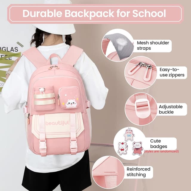 Thumbnail 1 de IvyH Mochila Escolar Niñas Rosa 30x20x46cm