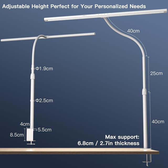 Detalle de EYOCEAN LED-Schreibtischlampe 24W, 80 cm mit Gestensteuerung & Fernbedienung