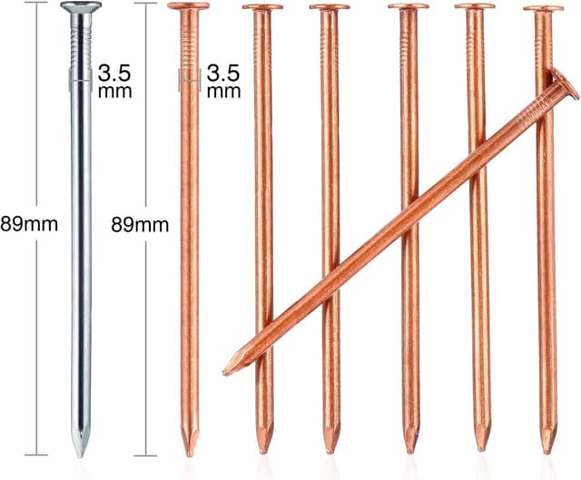 Detalle de Frienda 20 chiodi in rame e acciaio da 8,9 cm per rimozione ceppi e tronchi (con scatola portaoggetti)