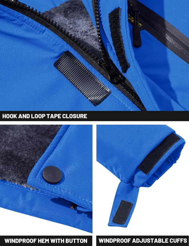 Thumbnail 6 de TACVASEN Men’s Winter Skiing Jacket with Detachable Hood, Fleece Lining & Double Zipper