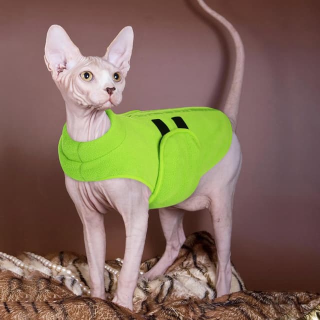 Detalle 2 de PUZAUKAL Adjustable Dog Fleece Jumper Vest (Green S) – warm, step-in fleece coat with adjustable neck and belly