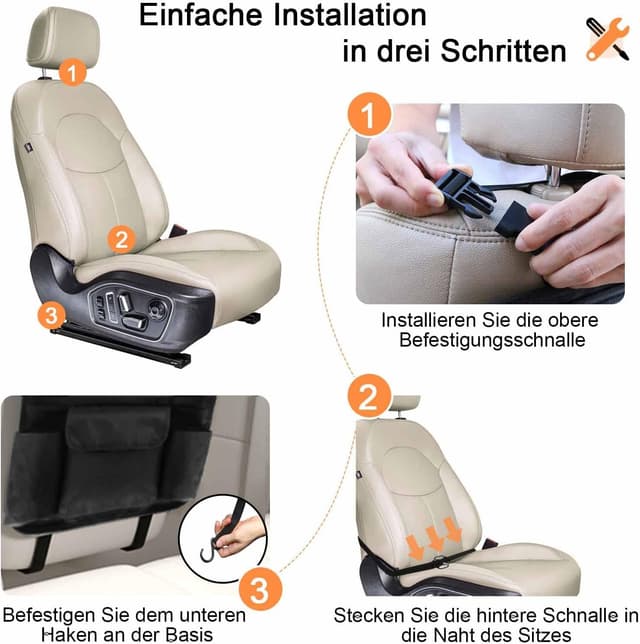 Detalle 2 de Ezilif Autositz Rückenlehnenschutz mit Organizer, klappbarem Tisch & iPad-Tasche (Kinder)