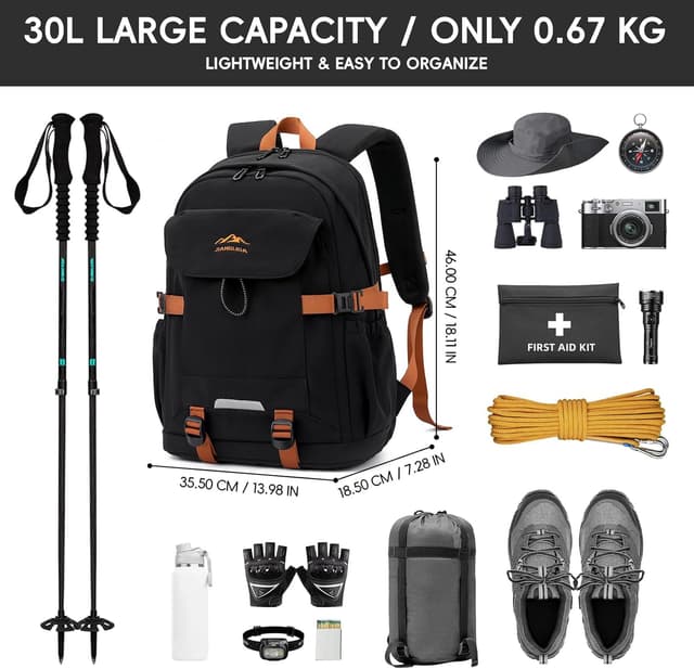 Detalle 2 de Amythe Sac à Dos pour Garçons 30L pour ordinateur 15,6" – grand, léger et imperméable, Noir