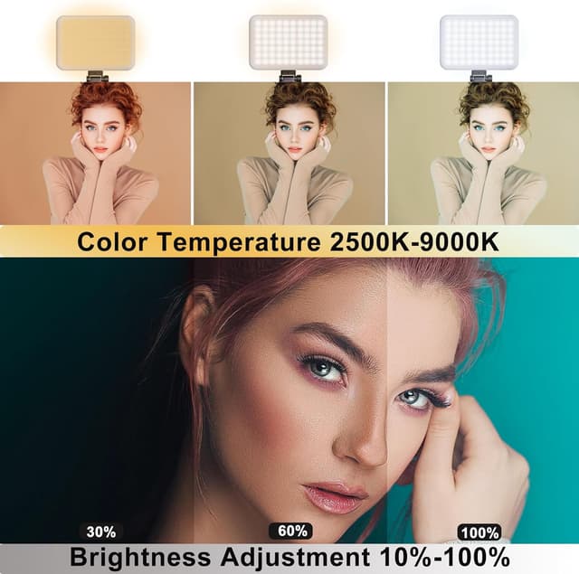 Detalle de 60 LEDs Selfie Light 3‑mode, Rechargeable Clip‑on