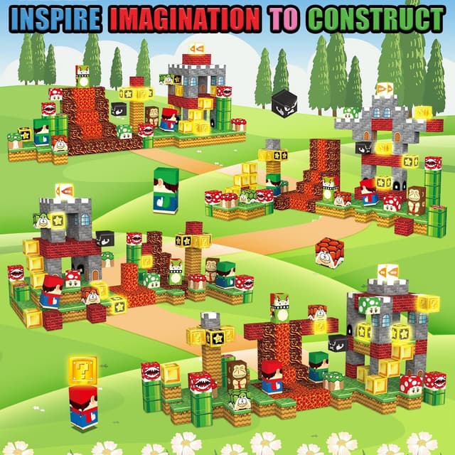 Detalle 2 de TUKIIE magnetische Bausteine 200 Stück (ca. 2,5 cm) mit leuchtenden Elementen – Magnetspielzeug für Kinder ab 3 Jahren